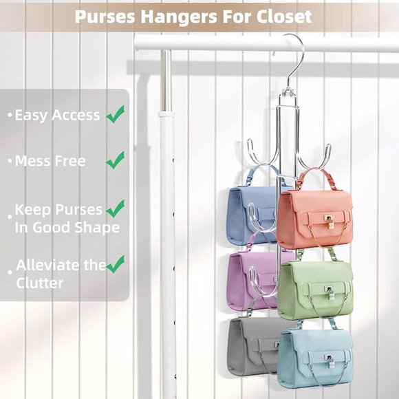 Purse Hanger Organizer for Closet, 2 Pack Handbag Storage Organizer, Hanging Pur - Picture 7 of 7